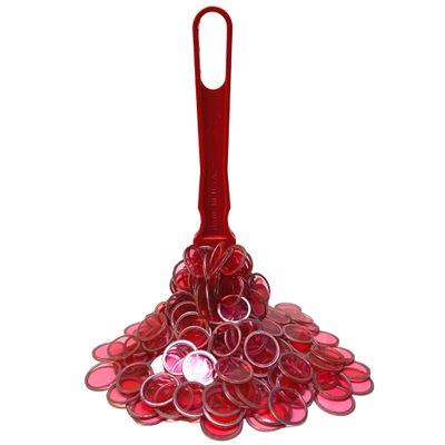 MR CHIPS Made in USA Upgraded Bingo Magnetic Wand & 200 Pieces Inch Red Plastic Chips with Metal Rings - Support American Jobs