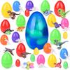 25 PCs Prefilled Easter Eggs Filled with Building Block Dinosaur Toys for Easter Basket Stuffers, Kids Easter Theme Party Favors, Easter Eggs Hunt and Classroom Prize Supplies view 1