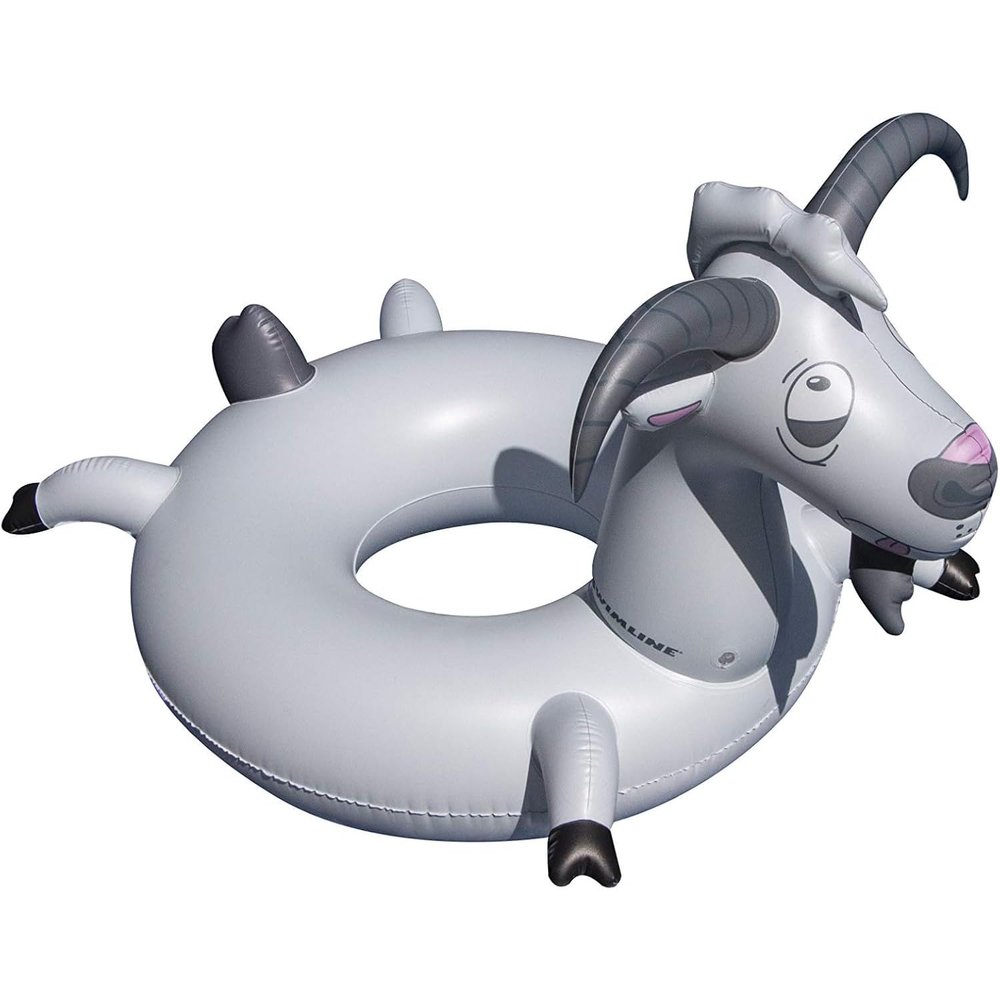 Swimline Inflatable Goat Swim Ring, Grey,56"/46"/16"-44"