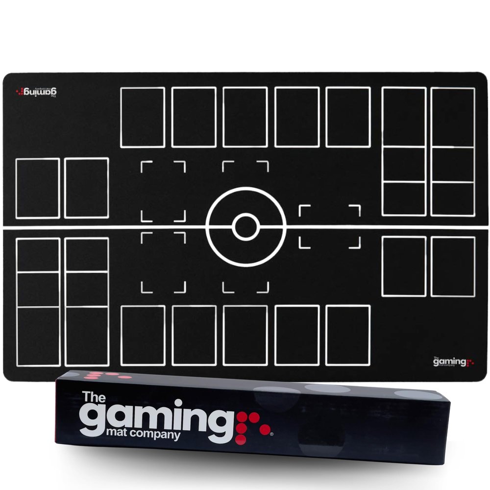 The Gaming Mat Company 2 Player Compatible Pokemon Playmat - 28" x 18" x 0.08" Black & White Battle Stadium Board for TCG Trading Card Game