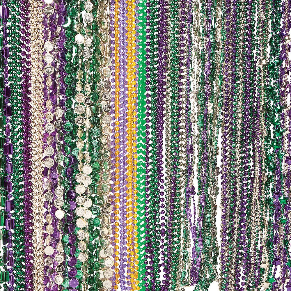 250 Mardi Gras Bead Assortment - Bulk Party Jewelry - Assorted Traditional Colors