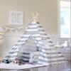 Stripe Teepee Package with Poles, Floor, LED Light, Flags Banner and Storage Bag (Grey) view 4