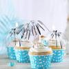 100 Pieces Firework Cupcake Toppers Graduation Foil Frill Toothpicks Holiday Cake Decorations 9 Inch Shape Food Picks for Halloween Party Favors Supplies (Silver) view 2