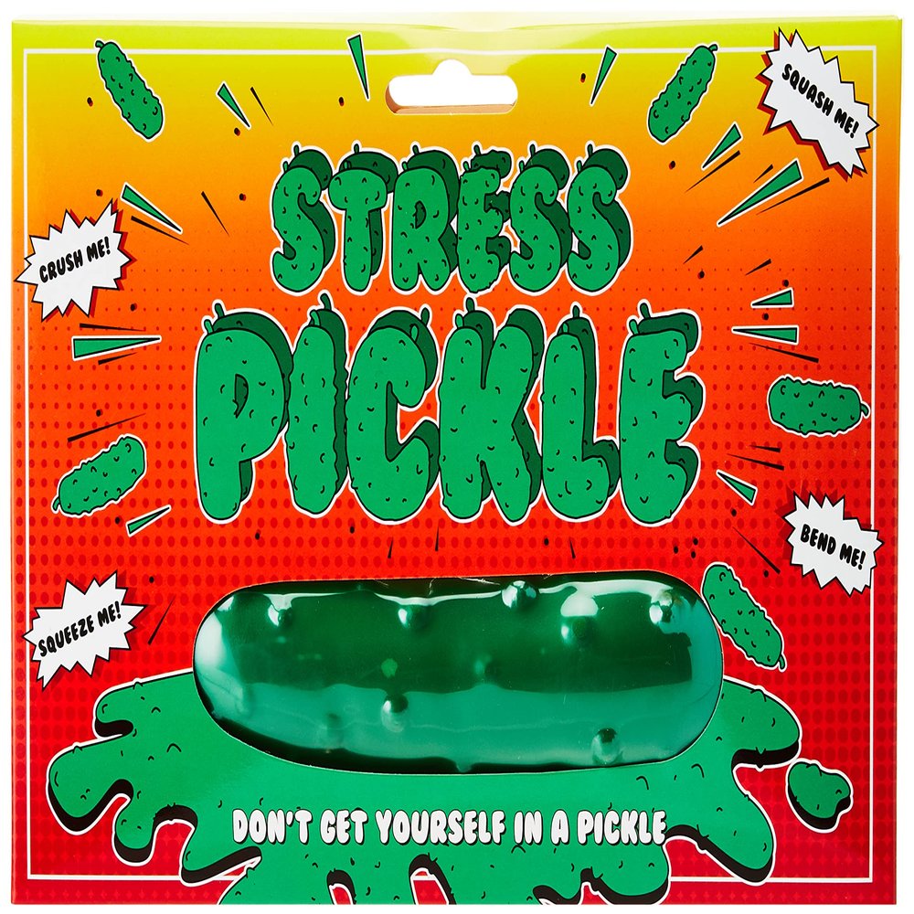 Gift Republic Stress Pickle Squeeze Toy Relaxing & Stress-Relief Hand Exercise Toy Green Pickle Shape for Ages 6+ Boxed Gift Idea for Kids and Adults