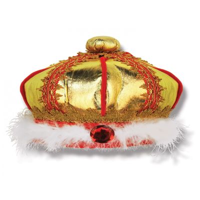 Beistle 60854 Fabric King's Crown, Red/Gold, 1 Ct.