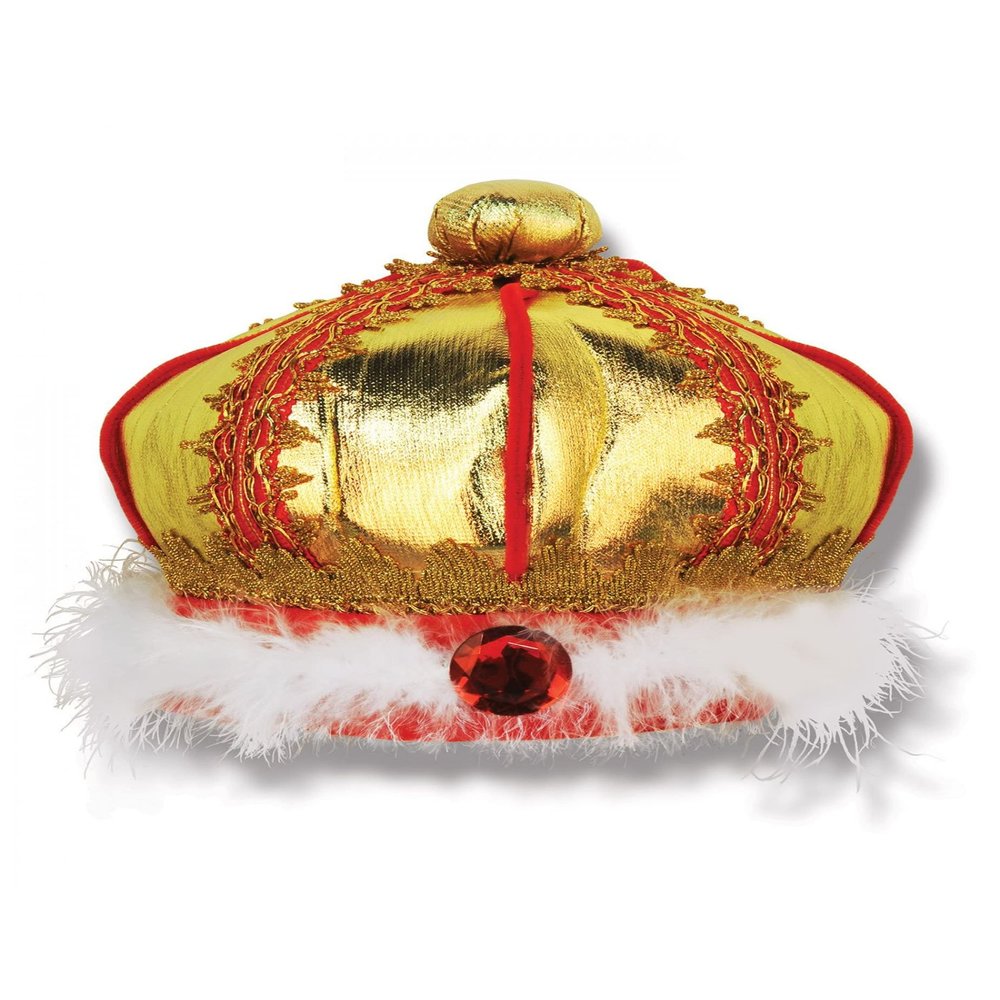 Beistle 60854 Fabric King's Crown, Red/Gold, 1 Ct.