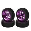 LAFEINA 4PCS 1/10 Aluminium Alloy 7 Spokes Wheels and Tires for 1/10 RC On Road Drift Racing Car HSP HPI (Purple) view 1