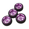 LAFEINA 4PCS 1/10 Aluminium Alloy 7 Spokes Wheels and Tires for 1/10 RC On Road Drift Racing Car HSP HPI (Purple) view 2