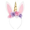 amscan 8402677 Easter Unicorn Bunny Headband with glitter and Flowers view 1