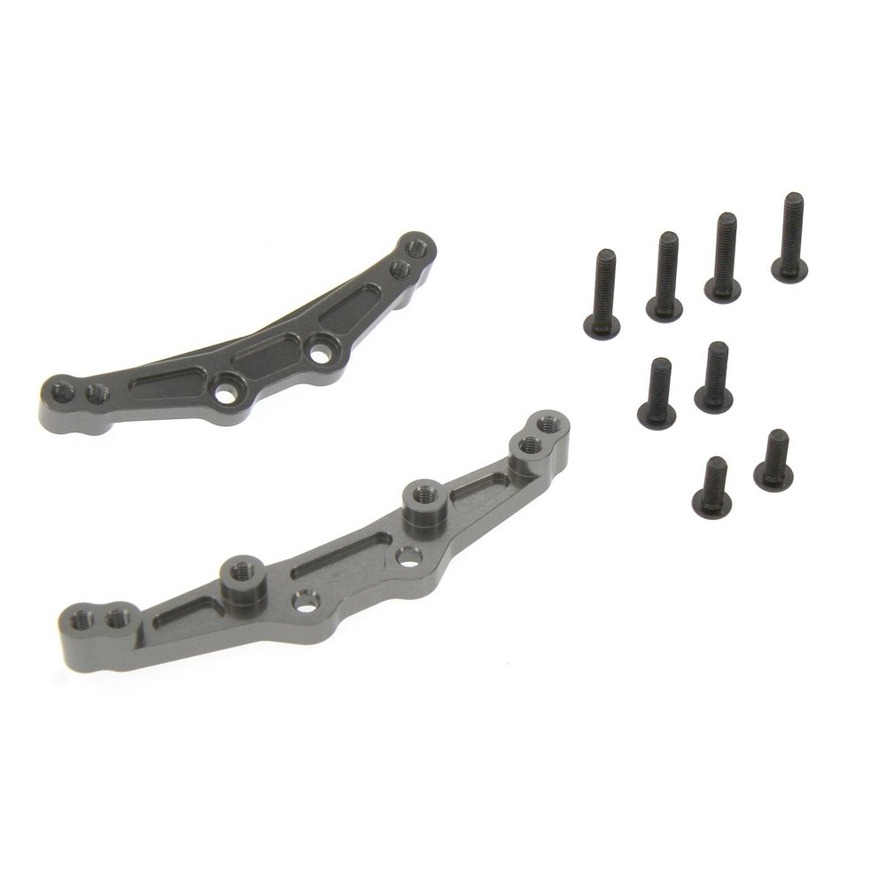 Atomik Alloy Shock Tower Set - RC Car Replacement for Traxxas Models - Hardened Billet 6061 Aluminum, Chassis Upgrade Part 8338 - Grey