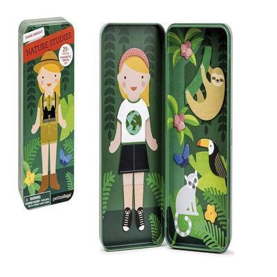 Petit Collage Magnetic Dress Up, Nature Studies Magnetic Game Board with Mix and Match Magnetic Pieces, Ideal for Ages 3+ Includes 2 Scenes and 25 Creative Magnetic Pieces