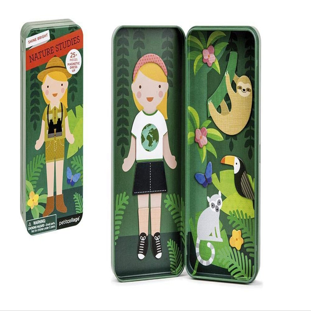 Petit Collage Magnetic Dress Up, Nature Studies Magnetic Game Board with Mix and Match Magnetic Pieces, Ideal for Ages 3+ Includes 2 Scenes and 25 Creative Magnetic Pieces