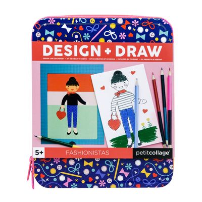 Petit Collage On-the-Go Design & Draw Activity Set Reusable Magnetic Dress Up Toy for Kids with Kids Drawing Pad Creative Toys for Ages 5+
