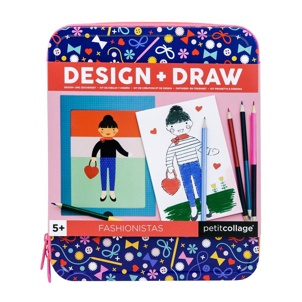 Petit Collage On-the-Go Design & Draw Activity Set Reusable Magnetic Dress Up Toy for Kids with Kids Drawing Pad Creative Toys for Ages 5+