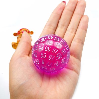 Bescon Translucent Polyhedral Dice 100 Sides, Transparent D100 die, 100 Sided Cube, D100 Game Dice,100-Sided Cube of Purple