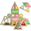 Agirlgle Wood Building Blocks Set for Kids 24 Pcs Rainbow Stacker Stacking Game Construction Toys Set Preschool Colorful Learning Educational Toys - Geometry Wooden Blocks for Boys & Girls view 1
