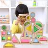 Agirlgle Wood Building Blocks Set for Kids 24 Pcs Rainbow Stacker Stacking Game Construction Toys Set Preschool Colorful Learning Educational Toys - Geometry Wooden Blocks for Boys & Girls view 4