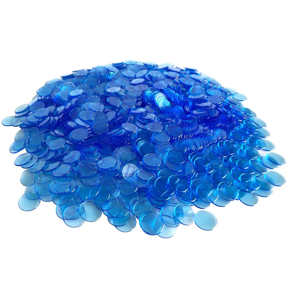 YH Poker 1000 Bingo Chips Markers Tokens - Plastic Discs Chip Counters Game Set, Great for Parties Classroom Game Night Bingo Hall-Blue Color