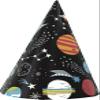 Outer Space Party Black Cone Hats - Pack of 8 - Durable & Eye-Catching Design for Kids & Adults Birthdays and Celebrations view 1