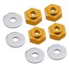 LAFEINA 4PCS Aluminum Alloy 12mm Turn to 17mm Wheel Rim Hex Adapter for 1/10 RC On Road Car Buggy Truck Can Use 1/8 Tires(Gold) view 2