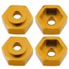 LAFEINA 4PCS Aluminum Alloy 12mm Turn to 17mm Wheel Rim Hex Adapter for 1/10 RC On Road Car Buggy Truck Can Use 1/8 Tires(Gold) view 4