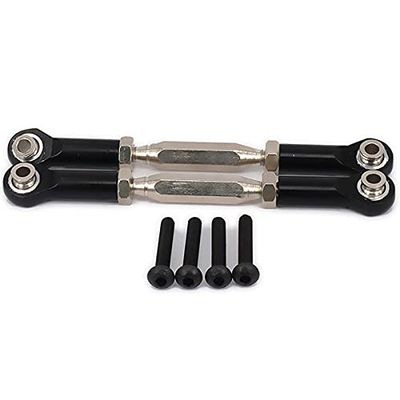 ShineBear 2pcs Aluminum Front/Rear Servo Link Steering for 1/10 Axial Yeti Rock Racer AX90026 Buggy Crawler Upgraded Hop-Up Parts - (Color: Black)