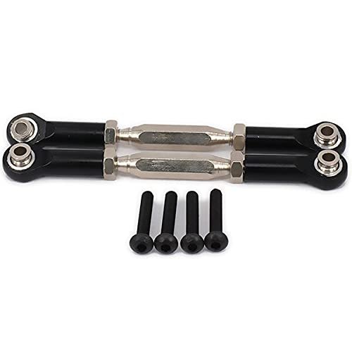 ShineBear 2pcs Aluminum Front/Rear Servo Link Steering for 1/10 Axial Yeti Rock Racer AX90026 Buggy Crawler Upgraded Hop-Up Parts - (Color: Black)