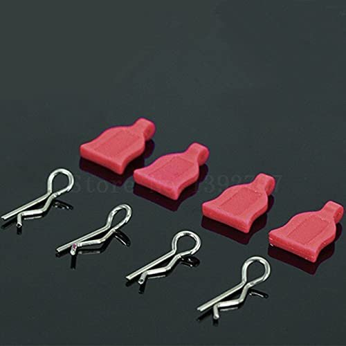 ShineBear 4Sets RC Racing Aluminum EZ Pulls (4) Body Clips (4) for 1/10 Scale Models Remote Control Cars Hobby RC Car HSP HPI HIMOTO ETC. - (Color: Red)