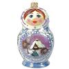 Pinnacle Peak Trading Company Frosty Matryoshka Nesting Doll Polish Glass Christmas Ornament Made in Poland view 1
