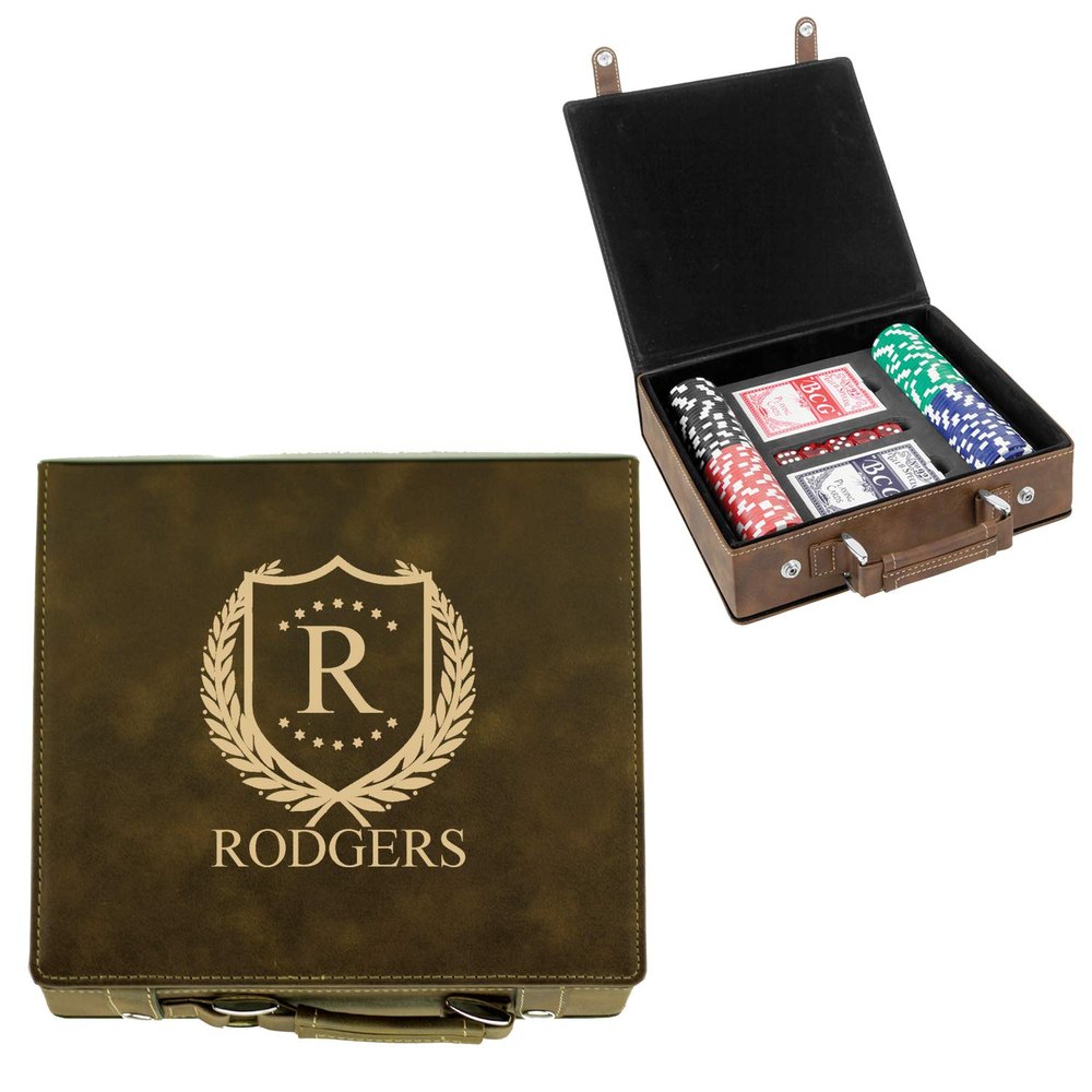 Sofia's Findings Personalized Poker Chip Set - Custom Gifts for Poker Players | ShieldStar Design (Brown)