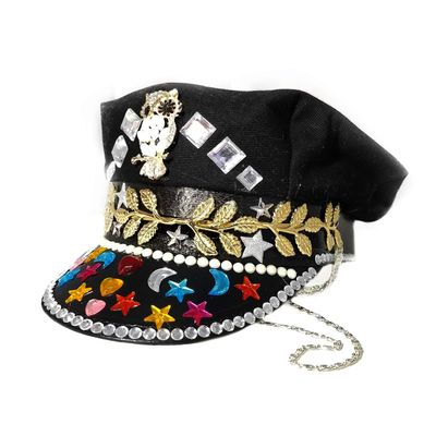 Black Festival hat Captain hat Fashion hat Hand Designed hat Burning Man Style