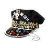 Black Festival hat Captain hat Fashion hat Hand Designed hat Burning Man Style view 1