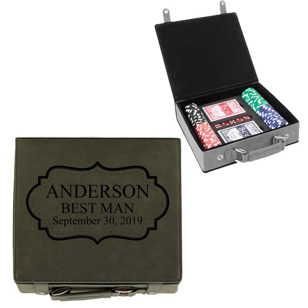 Sofia's Findings Personalized Poker Chip Set - Custom Gifts for Poker Players | Board Design (Grey)