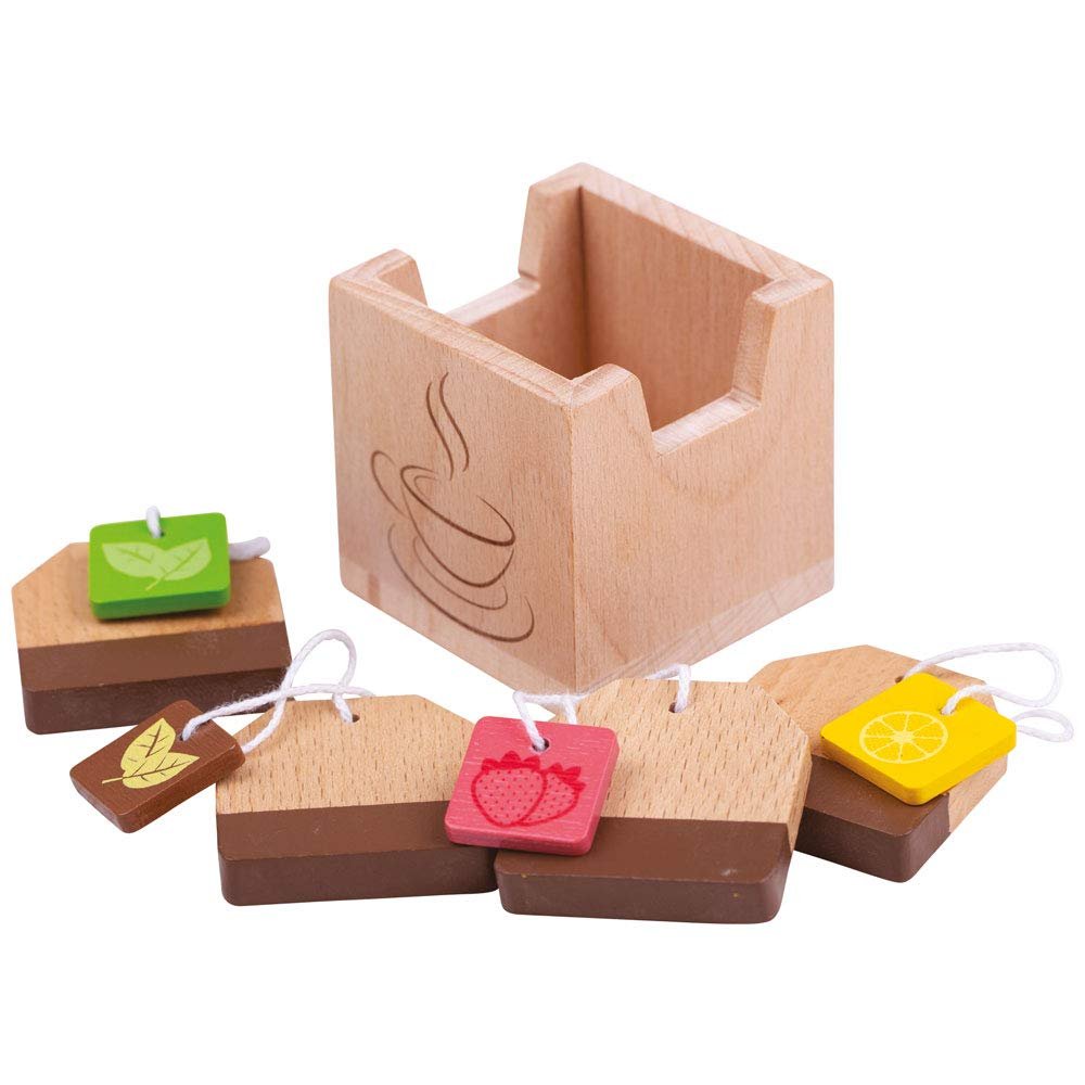 Bigjigs Toys Wooden Pretend Play Tea Bags - Children's Roleplay Food Kitchen Accessories