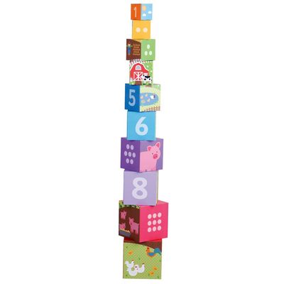 Bigjigs Toys Farmyard Cardboard Stacking Cubes (10 Pieces)