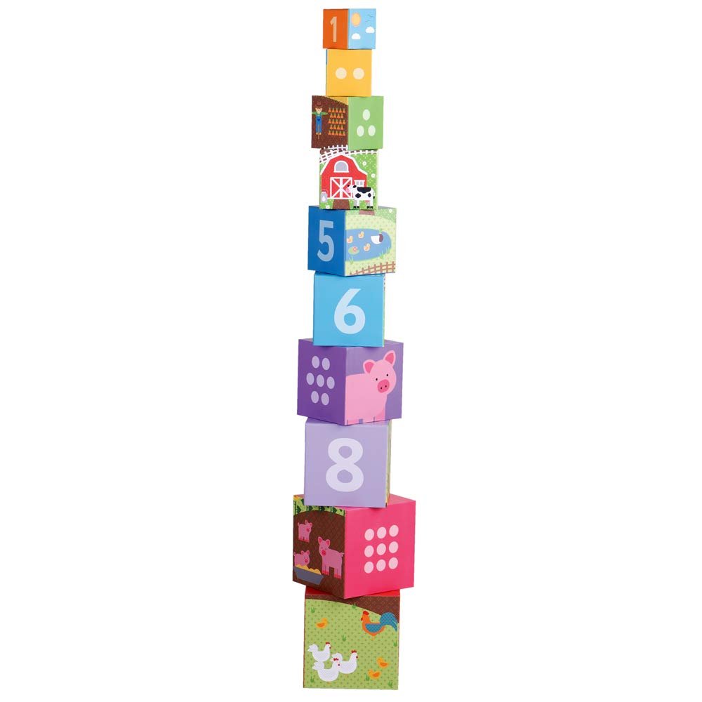Bigjigs Toys Farmyard Cardboard Stacking Cubes (10 Pieces)