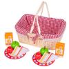 Bigjigs Toys Kids Picnic Basket with Wooden Play Food and Picnic Blanket - Wicker Picnic Basket Toy with 10 Toy Food Pieces, Ideal for Pretend Play view 1