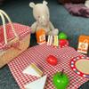 Bigjigs Toys Kids Picnic Basket with Wooden Play Food and Picnic Blanket - Wicker Picnic Basket Toy with 10 Toy Food Pieces, Ideal for Pretend Play view 4