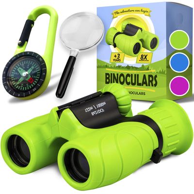 Binoculars for Kids  Perfect Toy for Little Boys and Girls  Extensive Set Incl. Magnifying Glass & Compass  Powerful Magnification 8X21  3 to 12 Year Old Kids for Toddler