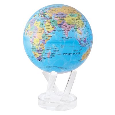 MOVA Globe Blue Political Map 6 | Rotating World Globe Powered by Light | Educational Home Decor, No Batteries or Wires Needed