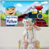 VictoryStore Train Birthday Party Supplies: Train Birthday Banner - Custom Name Birthday Vinyl Banner (3 feet x 5 feet) view 2