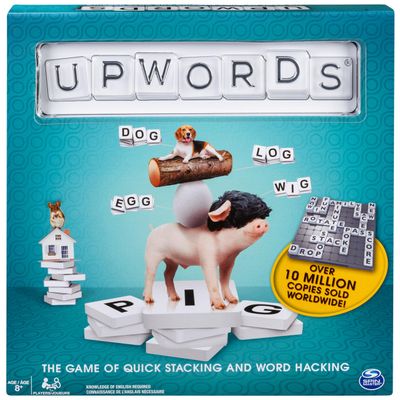 Spin Master Games, Upwords, Classic Word Game with Stackable Letter Tiles, Family Board Game, Crossword Activity, 1-4 Players, for Ages 8 & Up