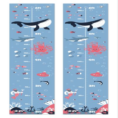 Aquatic Kids Height Growth Chart Childrens Decor Nautical Nursery Set Aquatic 2-Pack Vinyl Growth Chart