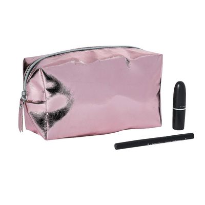 Fun Express - Rose Gold Metallic Makeup Bag for Wedding - Apparel Accessories - Totes - Misc Totes - Wedding - 1 Piece