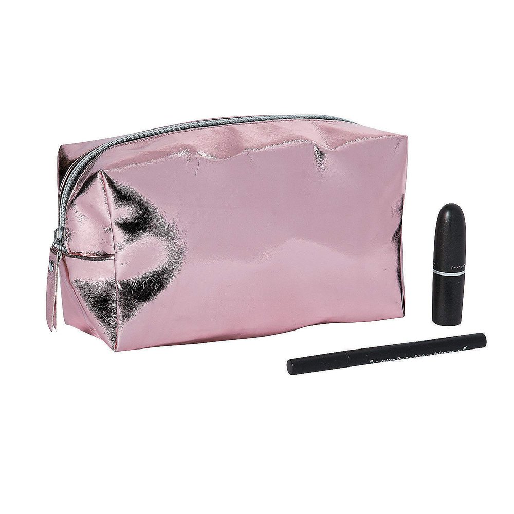 Fun Express - Rose Gold Metallic Makeup Bag for Wedding - Apparel Accessories - Totes - Misc Totes - Wedding - 1 Piece