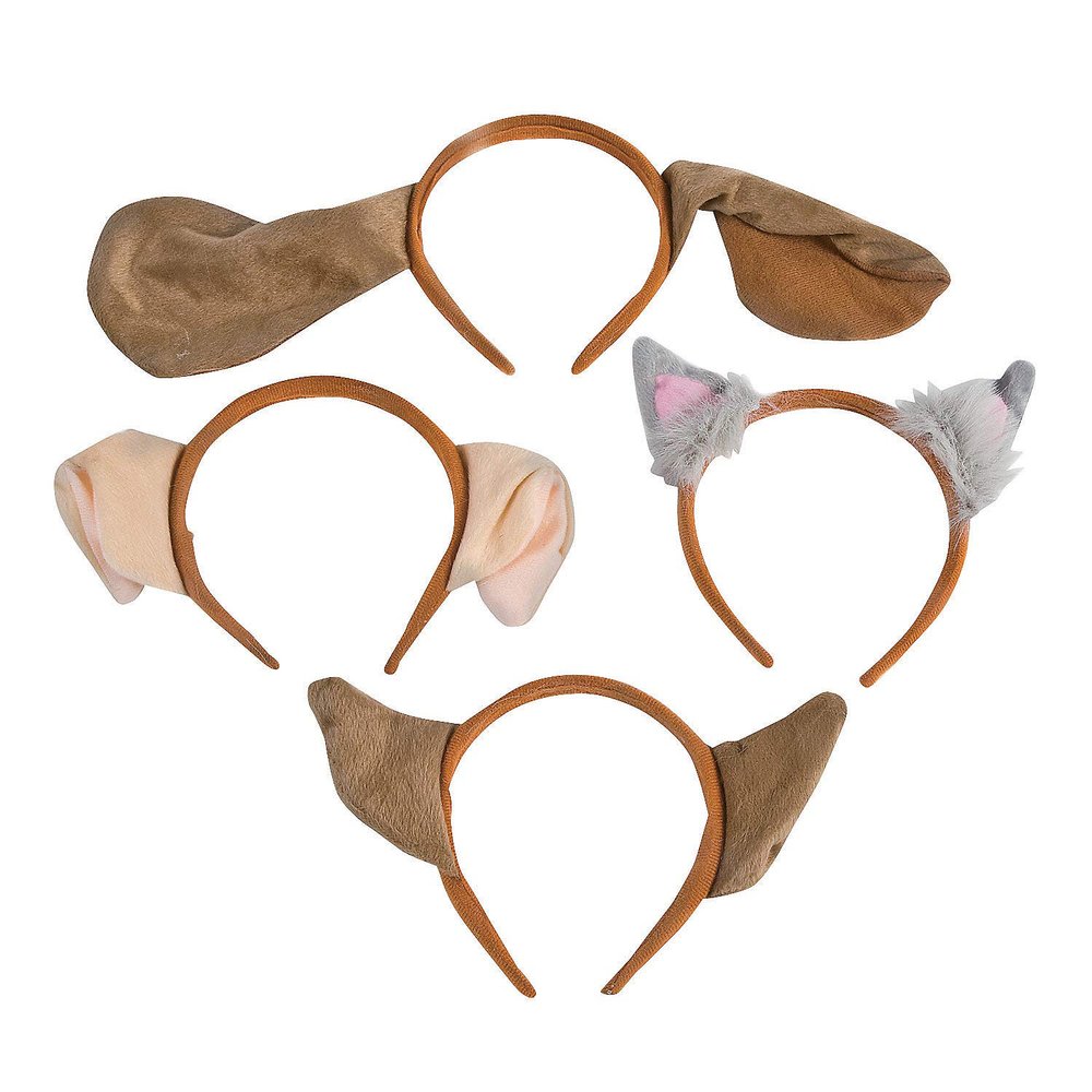 Fun Express - Plush Puppy Ear Headbands (12 Pc) for Birthday - Apparel Accessories - Hats - Head Boppers - Birthday - 12 Pieces