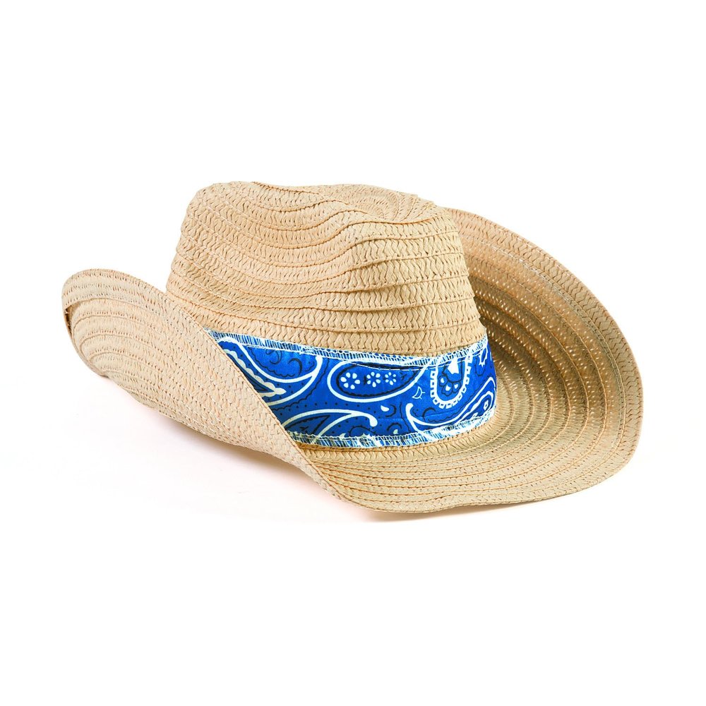 Fun Express Straw Cowboy Hats Bulk Set of 12 - Premium Western Hats for Men & Women with Blue Bandana | Perfect for Rodeo Party Decorations, Cowboy Themed Events & Western Party Favors for Adults