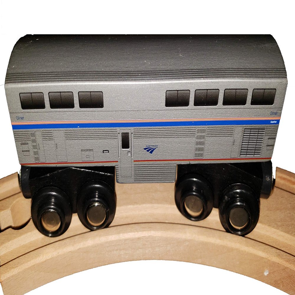 Amtrak Diner Wooden Train Superliner Dining Car 4.25 inch Compatible with Other Railroads