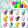 JOYIN 12 Pcs Easter Eggs Filled with Wind-up Toys, Colorful Egg with Wind-Up Jumping Chicks and Bunnies for Kids Easter Basket Stuffer, Party Favors, Classroom Prize view 2