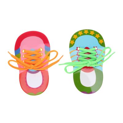 Toyvian Children Shoelace Threading Toy 2Pcs Toddler Lacing Shoes Educational Activity Early Learning Aid for Hand-Eye Coordination and Patience Development